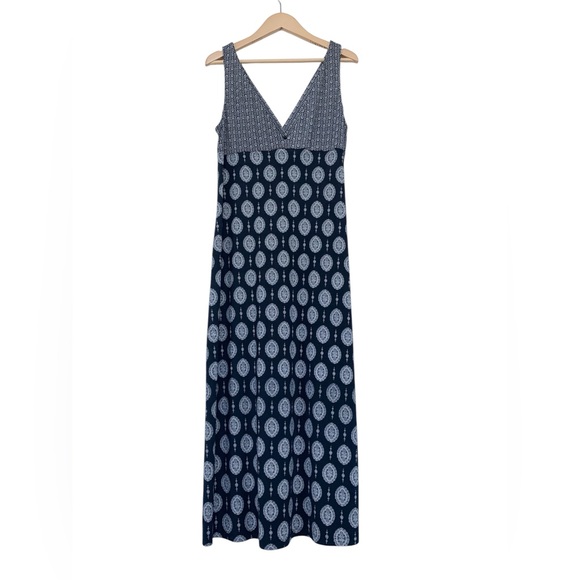 BNWOT Jones New York Boho Flowy Bohemian Navy V-Neck Maxi Sleeveless Dress - Picture 1 of 4